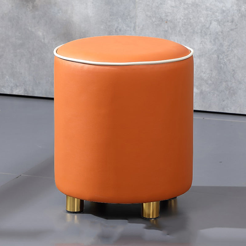 Orange Leather Round Standard Water Resistant Indoor Standard