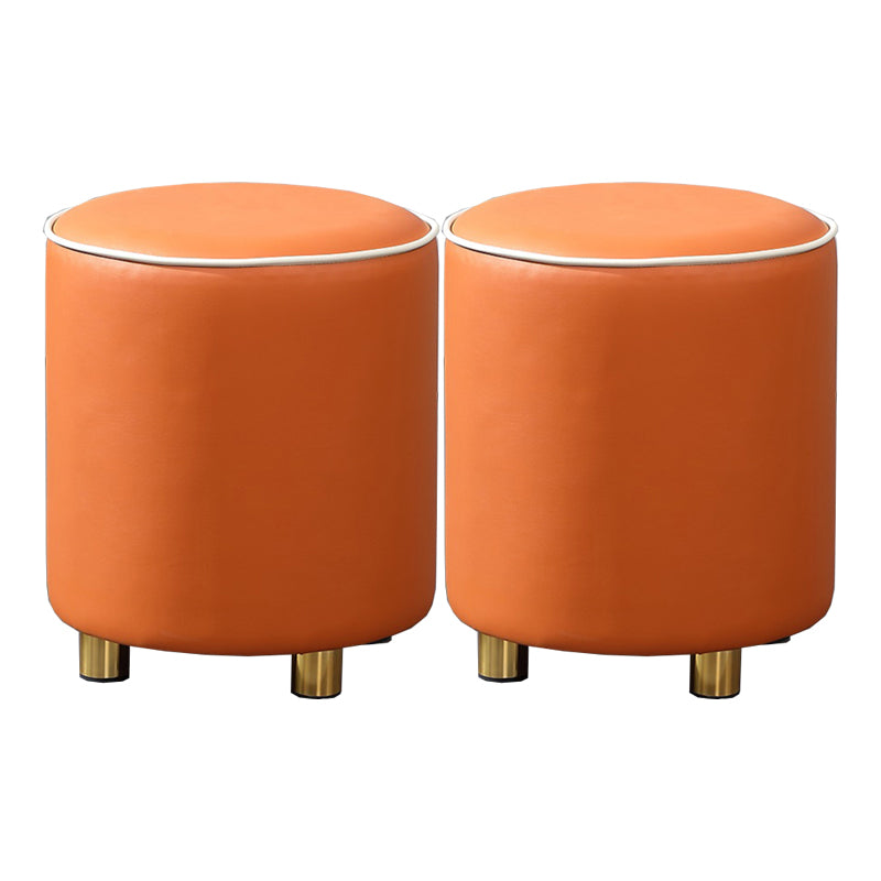 Orange Leather Round Standard Water Resistant Indoor Standard