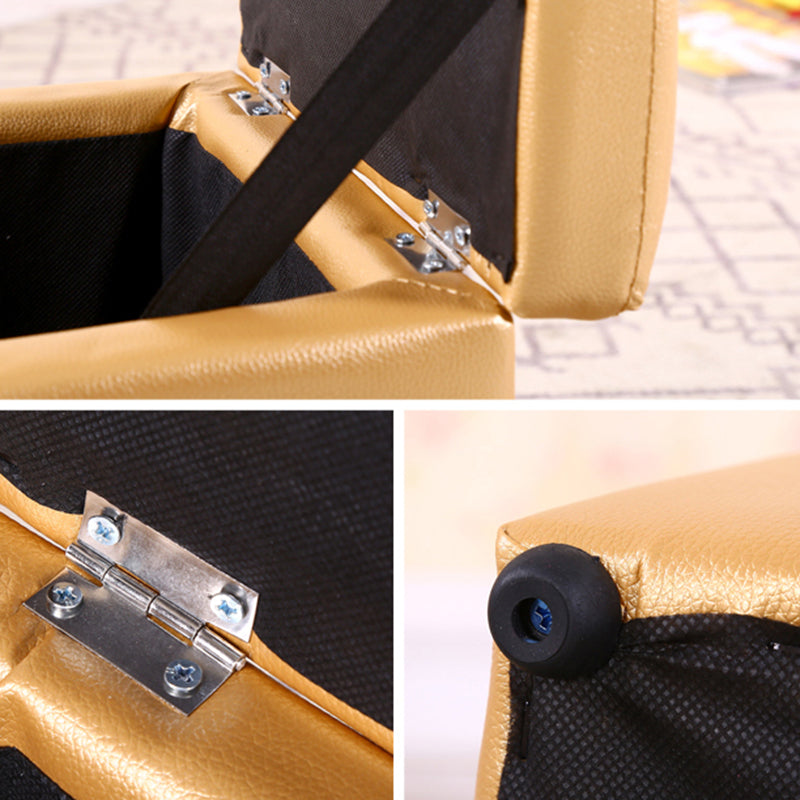 Modern Pouf Ottoman PU Leather Upholstered Tufted Square Ottoman with Storage