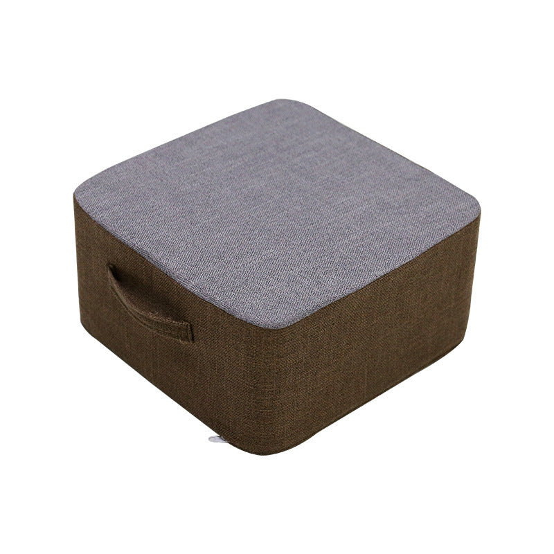 Casual Cotton Pouf Chair Contrast Color Square Upholstered Ottoman Stool