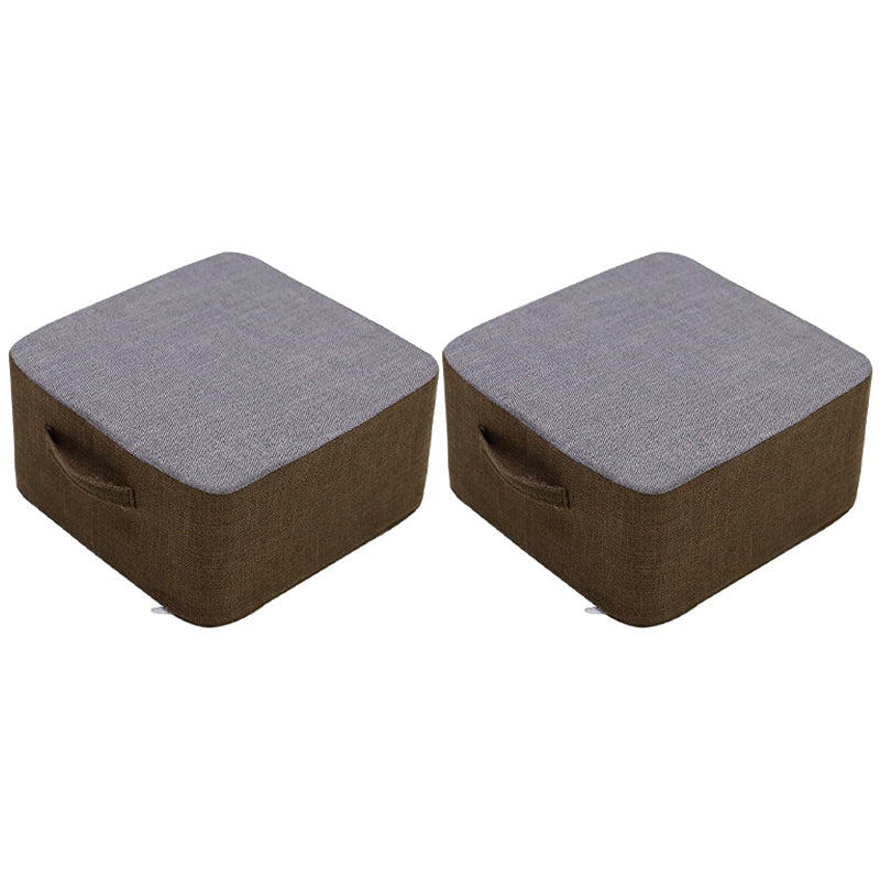 Casual Cotton Pouf Chair Contrast Color Square Upholstered Ottoman Stool