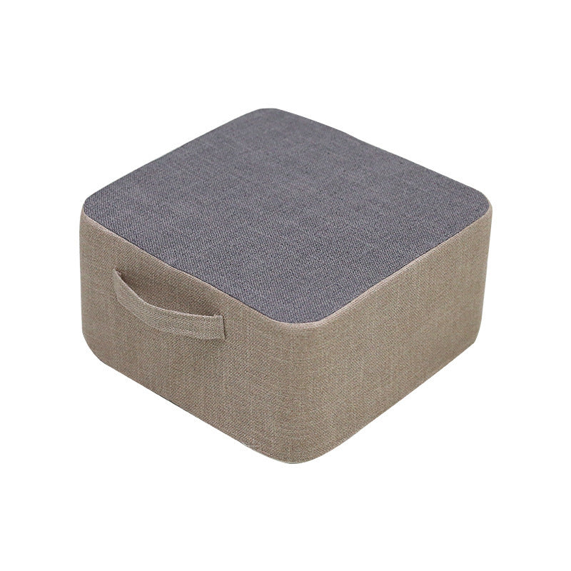 Casual Cotton Pouf Chair Contrast Color Square Upholstered Ottoman Stool