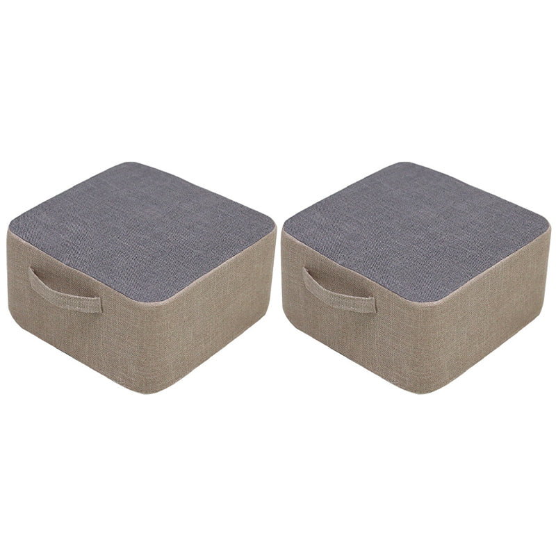 Casual Cotton Pouf Chair Contrast Color Square Upholstered Ottoman Stool