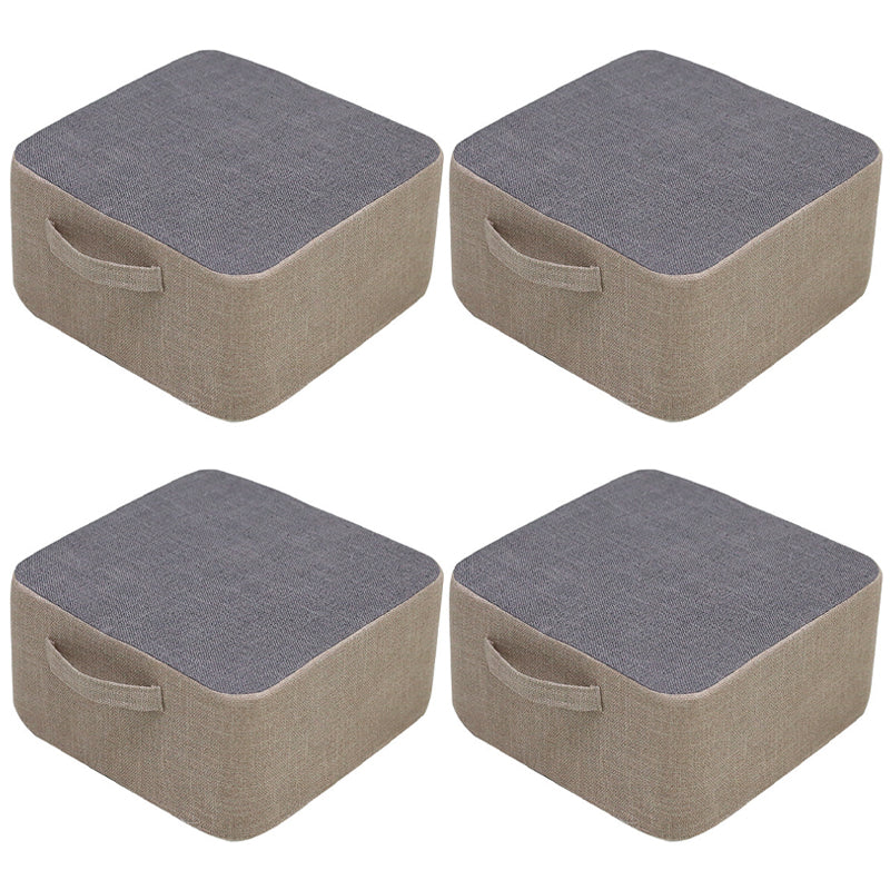 Casual Cotton Pouf Chair Contrast Color Square Upholstered Ottoman Stool