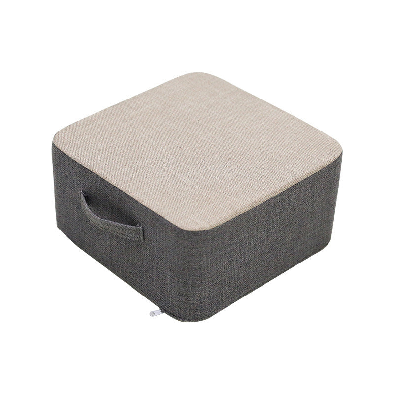 Casual Cotton Pouf Chair Contrast Color Square Upholstered Ottoman Stool