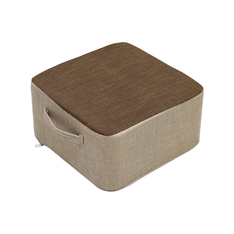 Casual Cotton Pouf Chair Contrast Color Square Upholstered Ottoman Stool