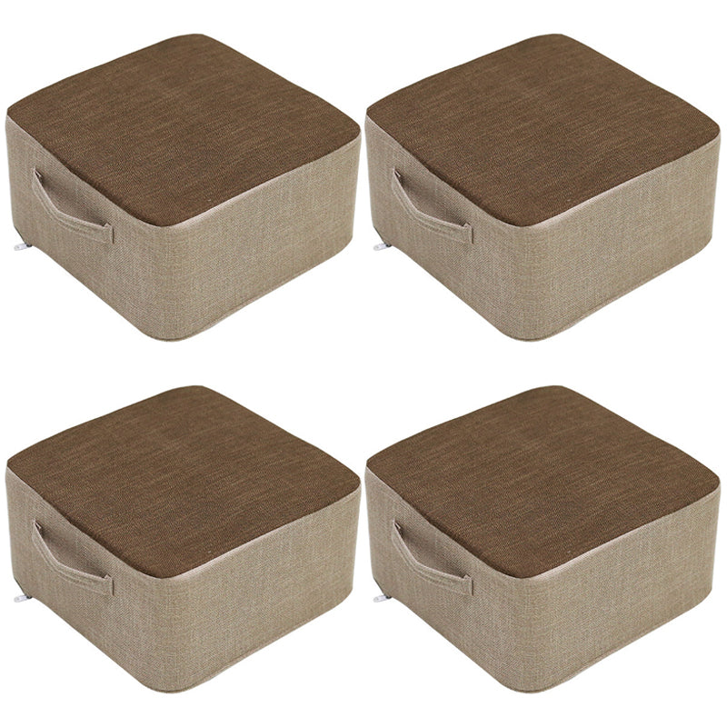 Casual Cotton Pouf Chair Contrast Color Square Upholstered Ottoman Stool