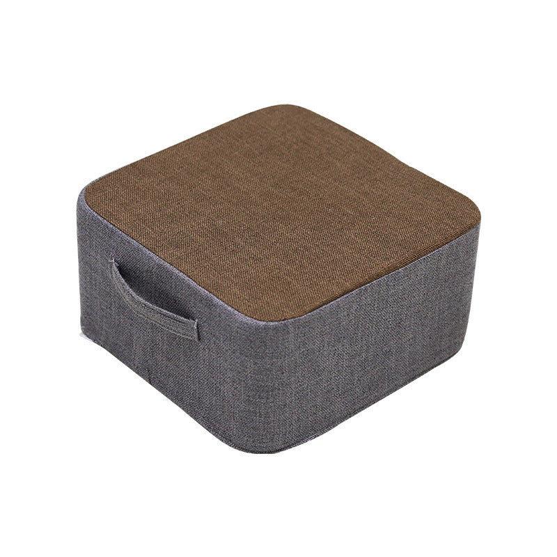 Casual Cotton Pouf Chair Contrast Color Square Upholstered Ottoman Stool