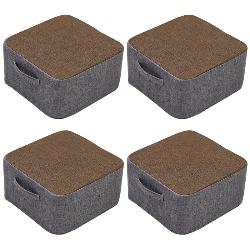 Casual Cotton Pouf Chair Contrast Color Square Upholstered Ottoman Stool
