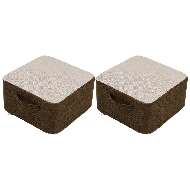 Casual Cotton Pouf Chair Contrast Color Square Upholstered Ottoman Stool