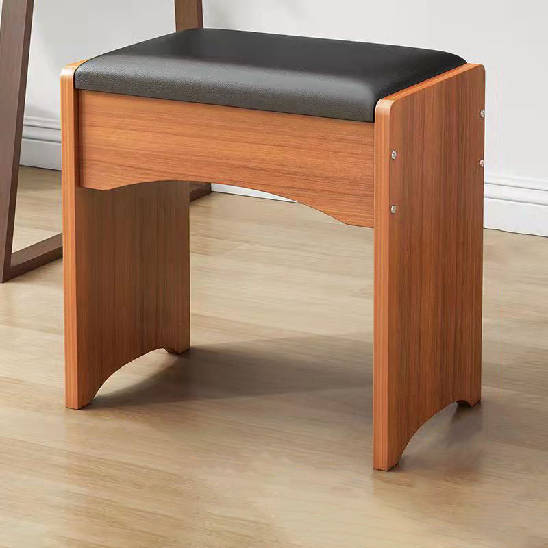 Modern PU Leather Ottoman Plain Rectangle Wood Frame Fade Resistant Target Pouf