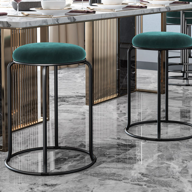 Faux Leather Mildew Resistant Ottoman Round Glam Solid Standard Ottoman