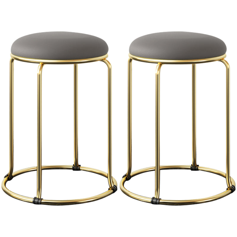 Faux Leather Mildew Resistant Ottoman Round Glam Solid Standard Ottoman