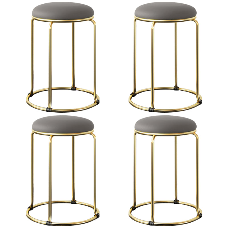 Faux Leather Mildew Resistant Ottoman Round Glam Solid Standard Ottoman