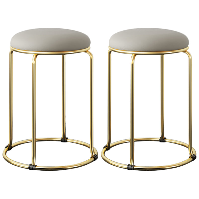 Faux Leather Mildew Resistant Ottoman Round Glam Solid Standard Ottoman