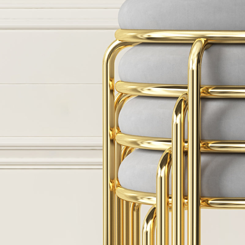 Faux Leather Mildew Resistant Ottoman Round Glam Solid Standard Ottoman