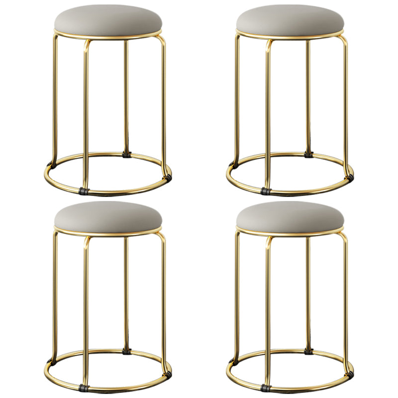 Faux Leather Mildew Resistant Ottoman Round Glam Solid Standard Ottoman