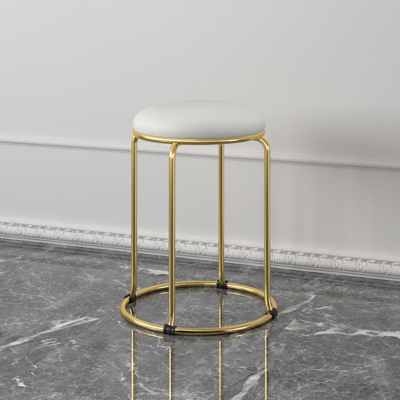 Faux Leather Mildew Resistant Ottoman Round Glam Solid Standard Ottoman