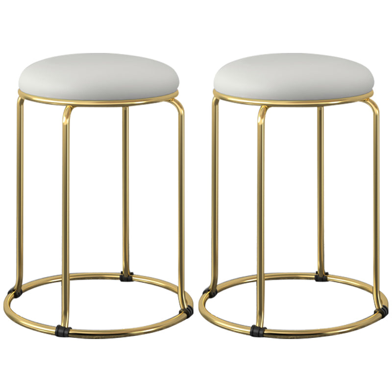 Faux Leather Mildew Resistant Ottoman Round Glam Solid Standard Ottoman