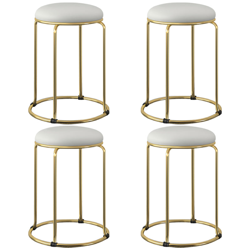 Faux Leather Mildew Resistant Ottoman Round Glam Solid Standard Ottoman