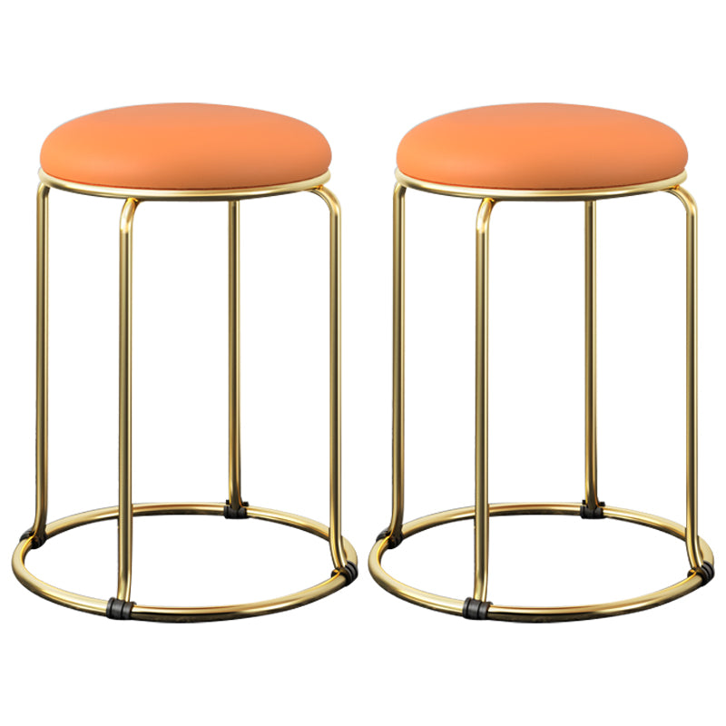 Faux Leather Mildew Resistant Ottoman Round Glam Solid Standard Ottoman