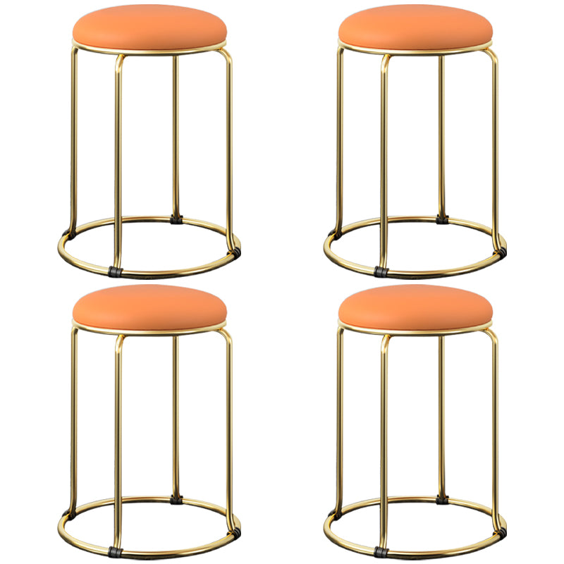 Faux Leather Mildew Resistant Ottoman Round Glam Solid Standard Ottoman