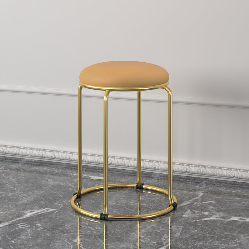 Faux Leather Mildew Resistant Ottoman Round Glam Solid Standard Ottoman