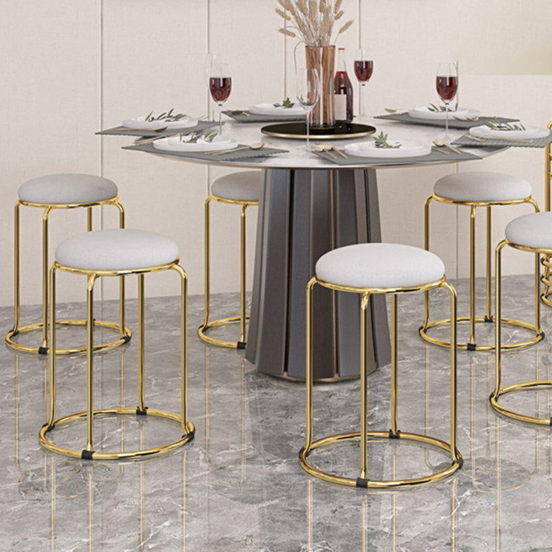 Faux Leather Mildew Resistant Ottoman Round Glam Solid Standard Ottoman