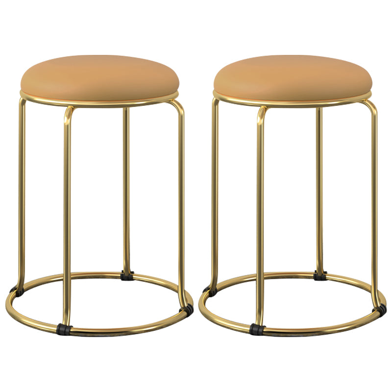 Faux Leather Mildew Resistant Ottoman Round Glam Solid Standard Ottoman