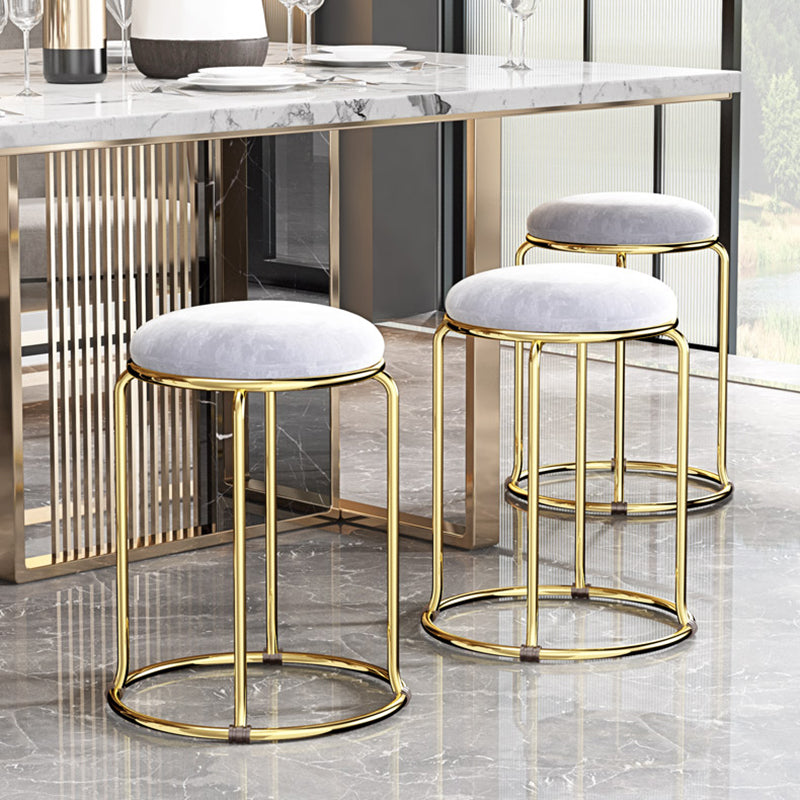 Faux Leather Mildew Resistant Ottoman Round Glam Solid Standard Ottoman