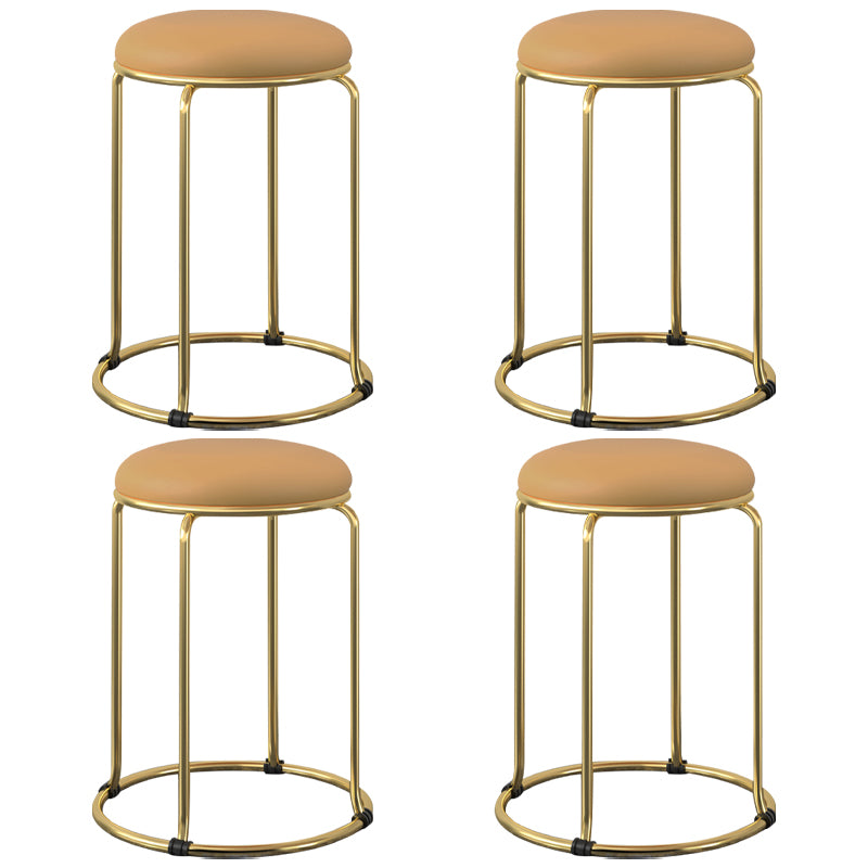 Faux Leather Mildew Resistant Ottoman Round Glam Solid Standard Ottoman