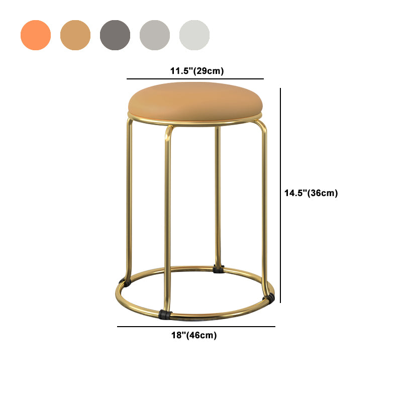 Faux Leather Mildew Resistant Ottoman Round Glam Solid Standard Ottoman