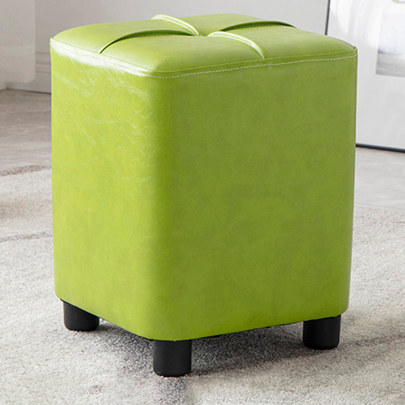 Modern Stain Resistant Ottoman Circle Shape Yellow Leather Cube