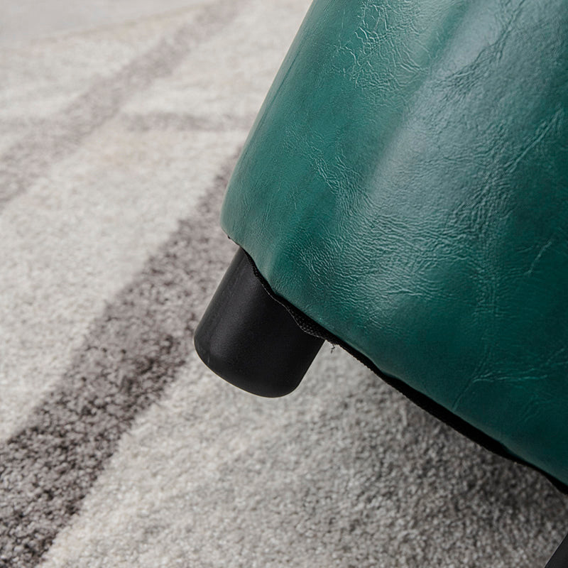 Modern Stain Resistant Ottoman Circle Shape Yellow Leather Cube