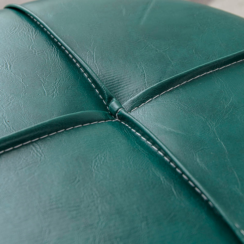 Modern Stain Resistant Ottoman Circle Shape Yellow Leather Cube