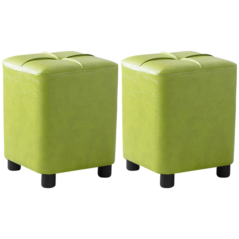 Modern Stain Resistant Ottoman Circle Shape Yellow Leather Cube