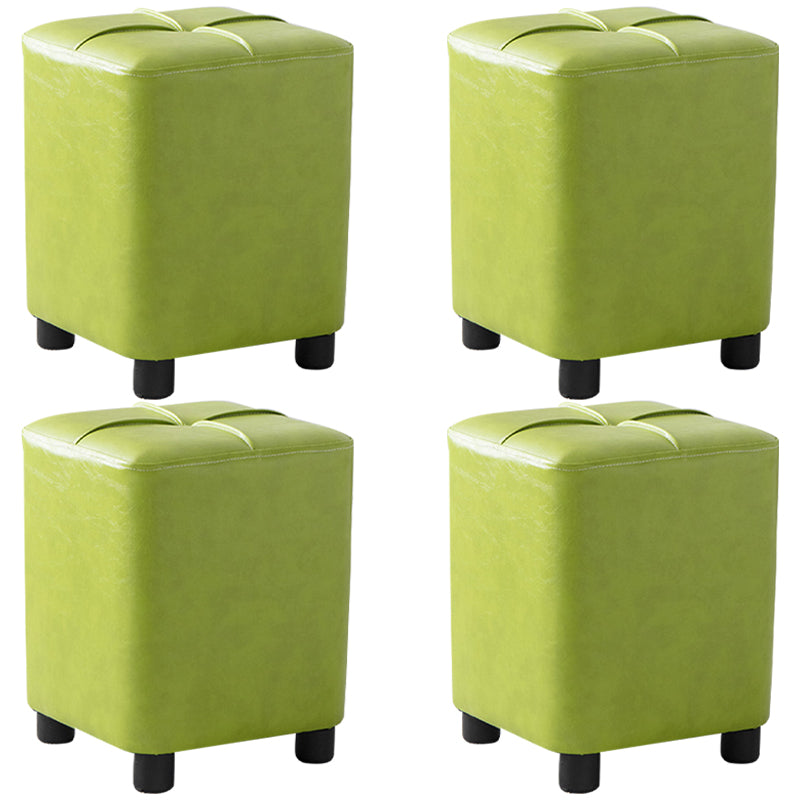 Modern Stain Resistant Ottoman Circle Shape Yellow Leather Cube
