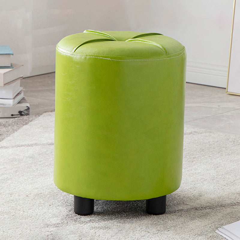 Modern Stain Resistant Ottoman Circle Shape Yellow Leather Cube
