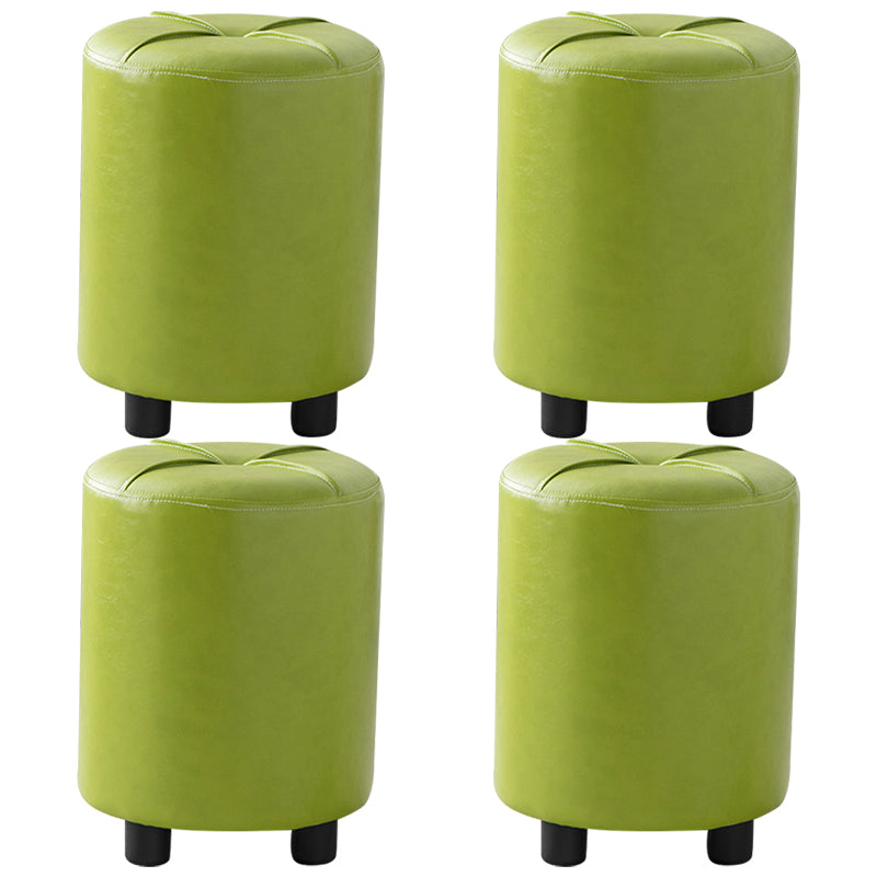 Modern Stain Resistant Ottoman Circle Shape Yellow Leather Cube