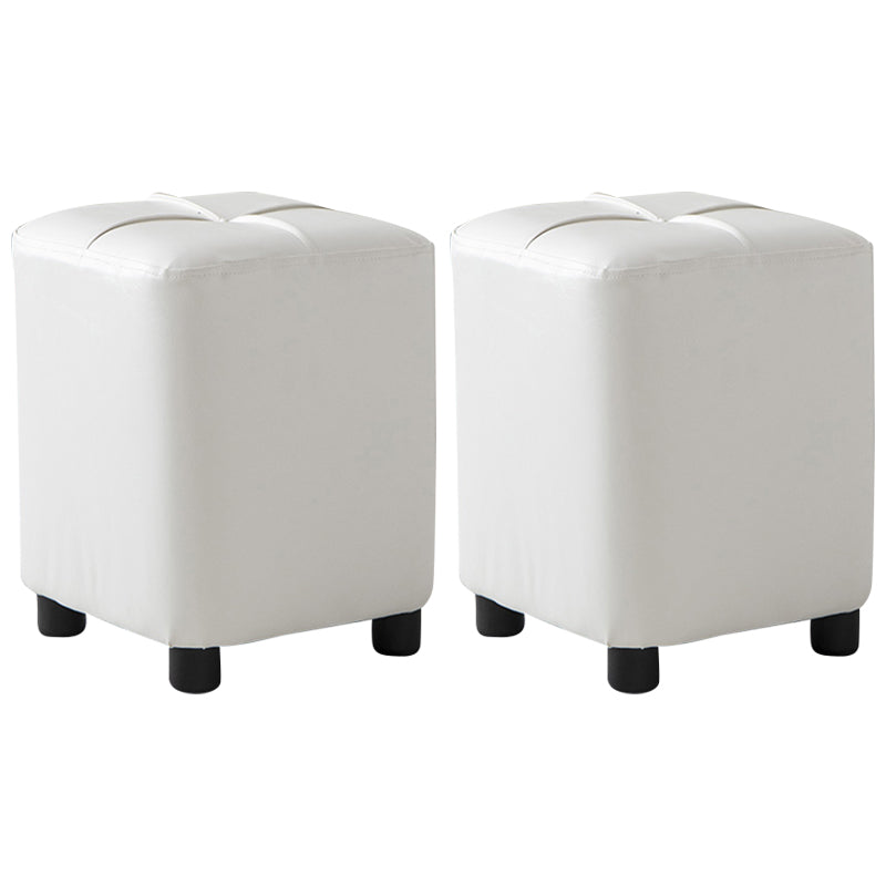 Modern Stain Resistant Ottoman Circle Shape Yellow Leather Cube