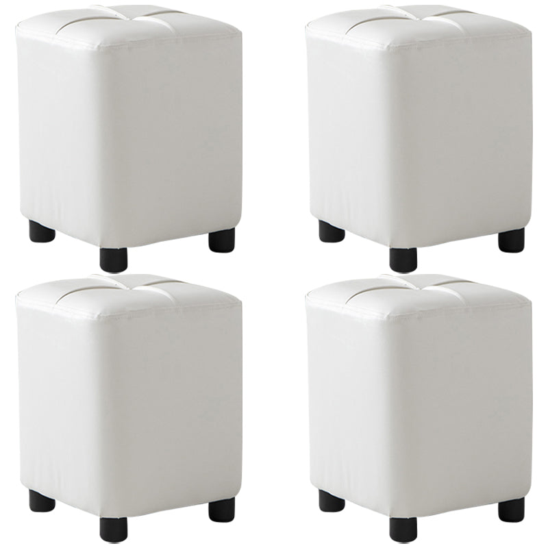 Modern Stain Resistant Ottoman Circle Shape Yellow Leather Cube