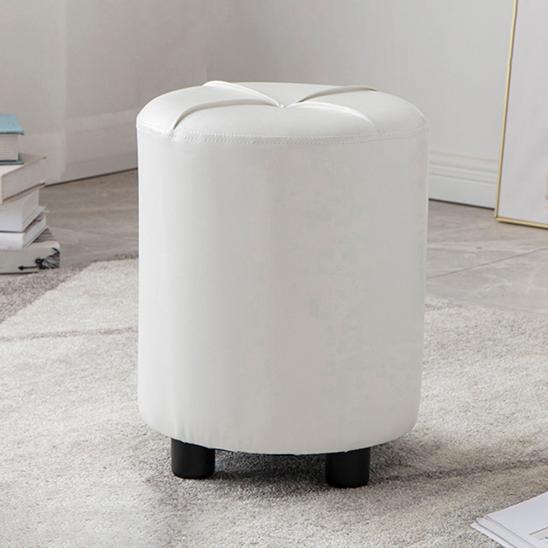 Modern Stain Resistant Ottoman Circle Shape Yellow Leather Cube