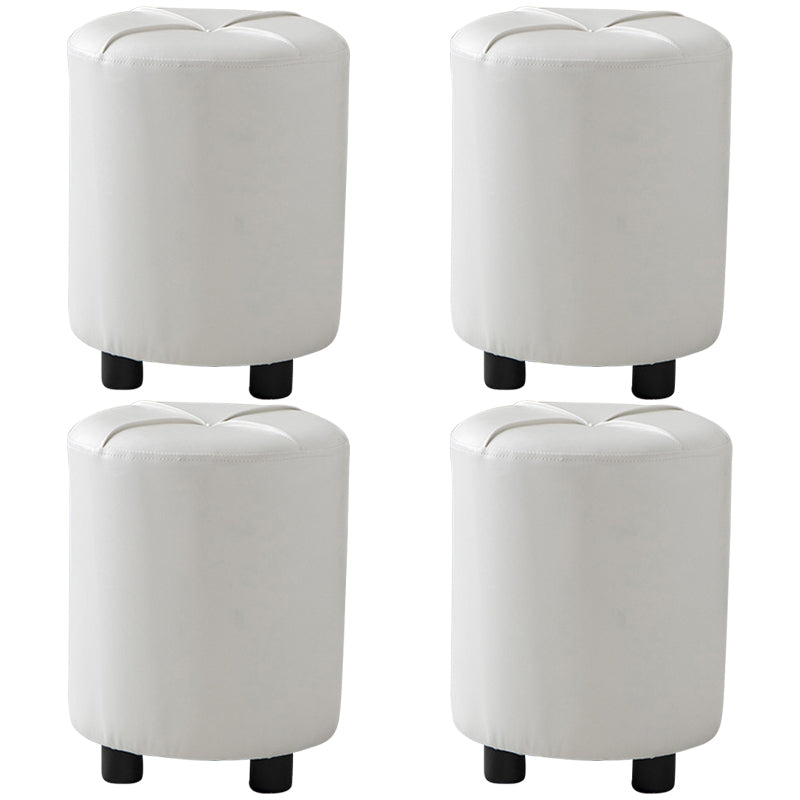 Modern Stain Resistant Ottoman Circle Shape Yellow Leather Cube