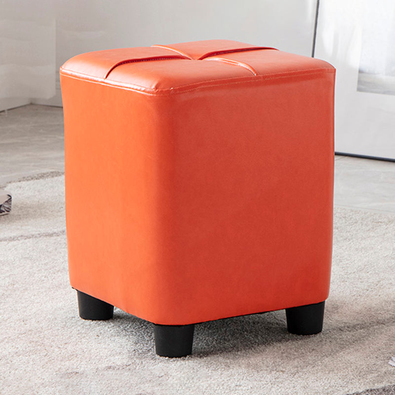 Modern Stain Resistant Ottoman Circle Shape Yellow Leather Cube