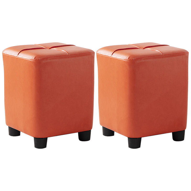 Modern Stain Resistant Ottoman Circle Shape Yellow Leather Cube