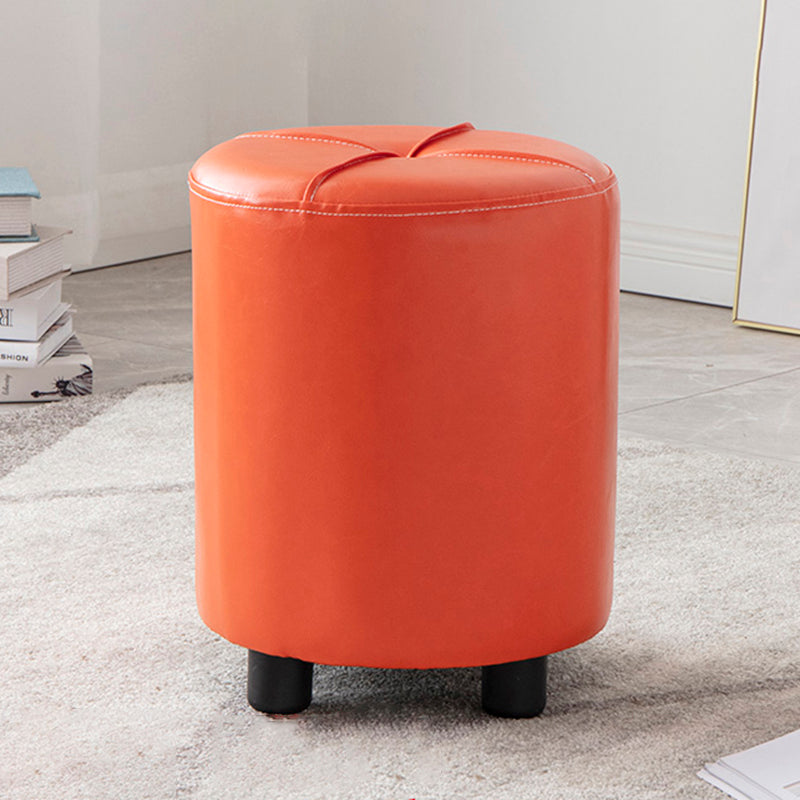 Modern Stain Resistant Ottoman Circle Shape Yellow Leather Cube