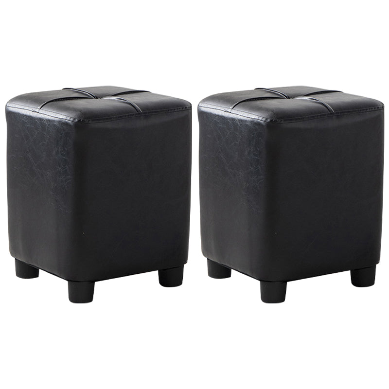 Modern Stain Resistant Ottoman Circle Shape Yellow Leather Cube