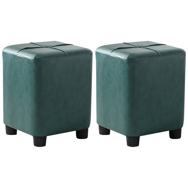 Modern Stain Resistant Ottoman Circle Shape Yellow Leather Cube