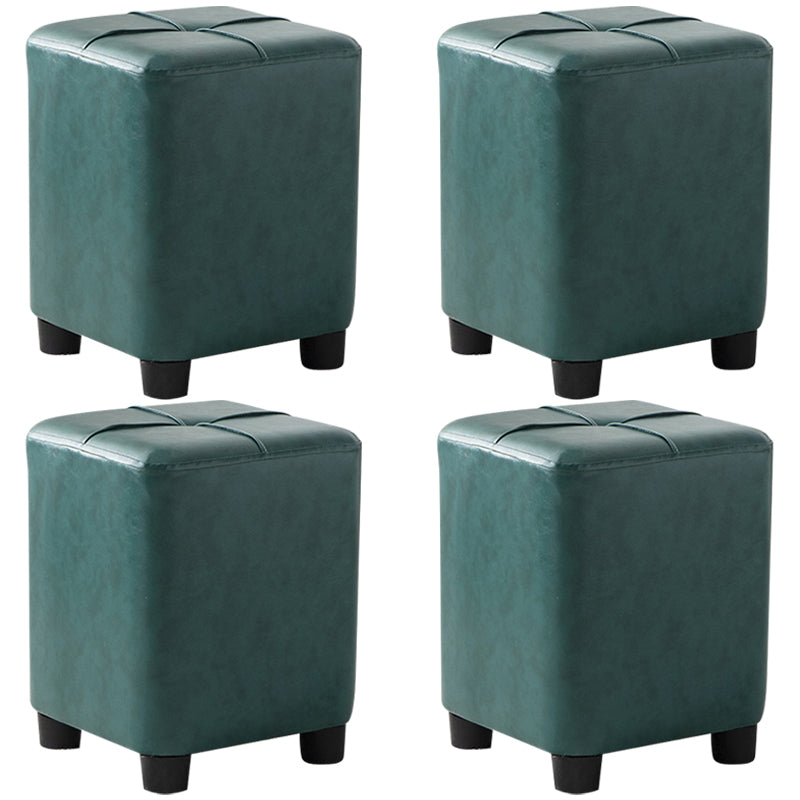 Modern Stain Resistant Ottoman Circle Shape Yellow Leather Cube