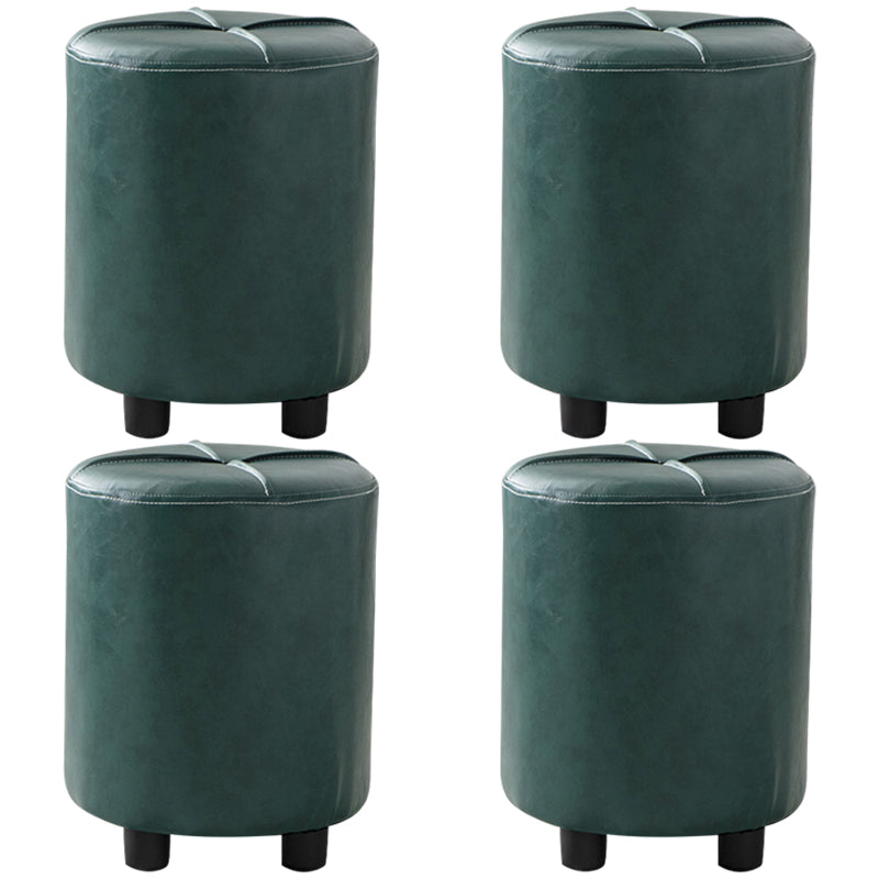 Modern Stain Resistant Ottoman Circle Shape Yellow Leather Cube